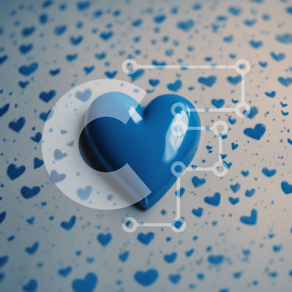 Intra Συλλεκτικό Ξύλινο Παζλ Plywood  4mm - Αφηρημένη μπλε καρδιά που επιπλέει πάνω από την επιφάνεια Σε Ξύλινο Κουτί - Διαστάσεις Puzzle: 10x10 cm – 25 κομμάτια