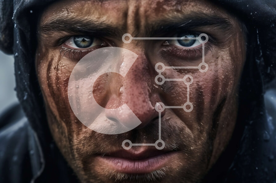 Intra Συλλεκτικό Ξύλινο Παζλ Plywood  4mm - Συναισθηματική εικόνα ενός άνδρα που στέκεται στη βροχή με το κεφάλι κάτω και τα μάτια κλειστά Σε Ξύλινο Κουτί - Διαστάσεις Puzzle: 10x10 cm – 25 κομμάτια