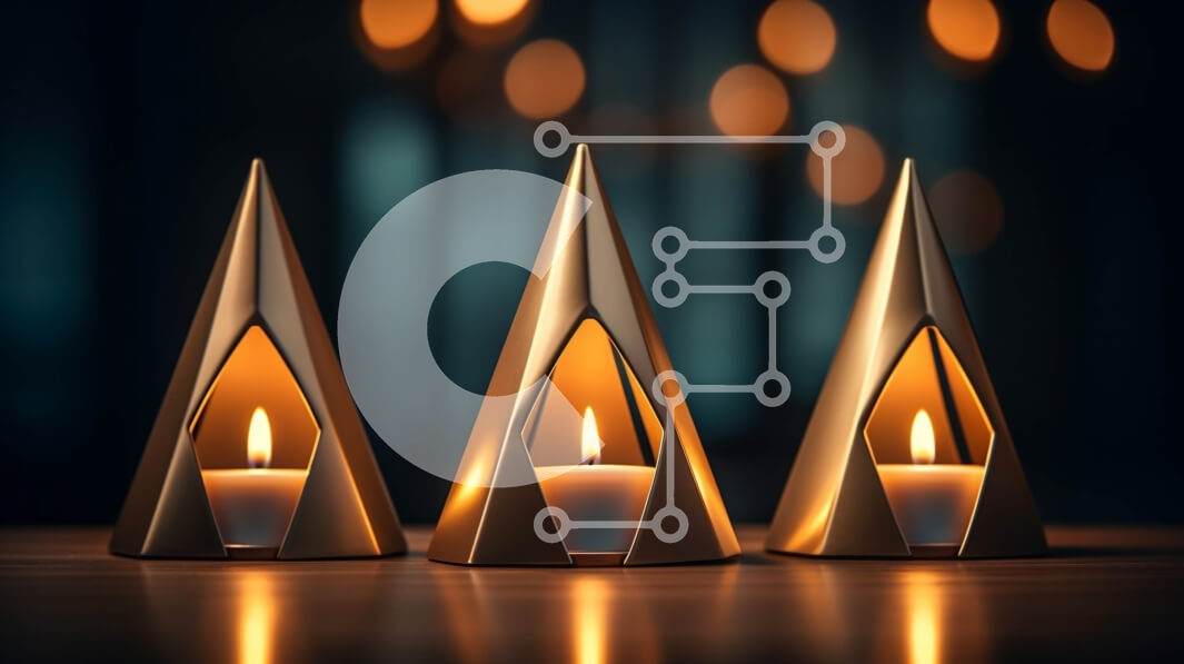 Intra Συλλεκτικό Ξύλινο Παζλ Plywood  4mm - Χρυσές κηροπήγια πυραμίδας με κεριά που τρεμοπαίζουν Σε Ξύλινο Κουτί - Διαστάσεις Puzzle: 10x10 cm – 25 κομμάτια