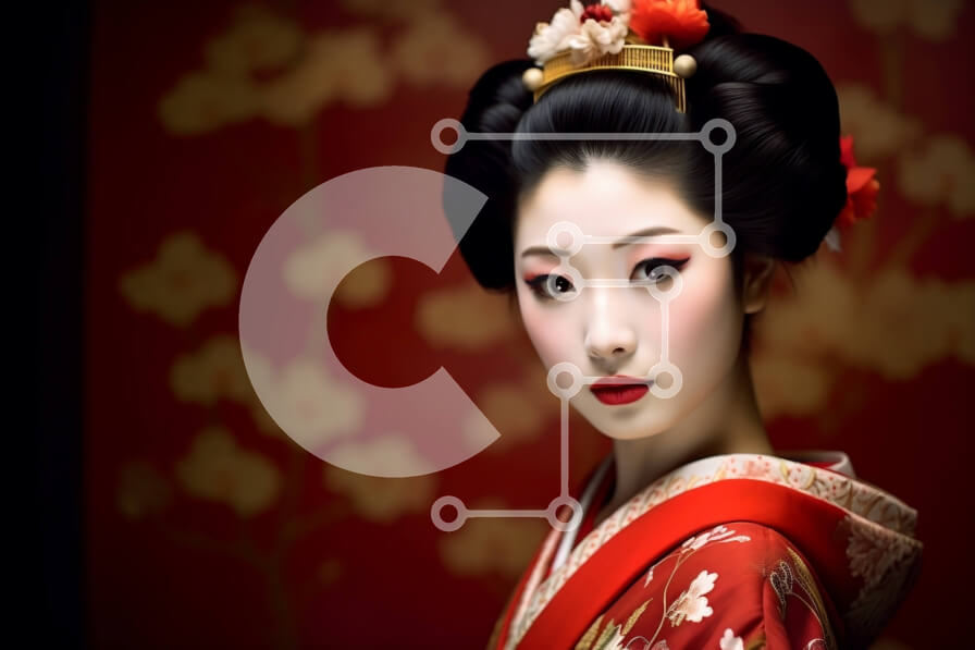 Intra Συλλεκτικό Ξύλινο Παζλ Plywood  4mm - Όμορφη γυναίκα που φορά παραδοσιακό ιαπωνικό κιμονό Σε Ξύλινο Κουτί - Διαστάσεις Puzzle: 10x10 cm – 25 κομμάτια