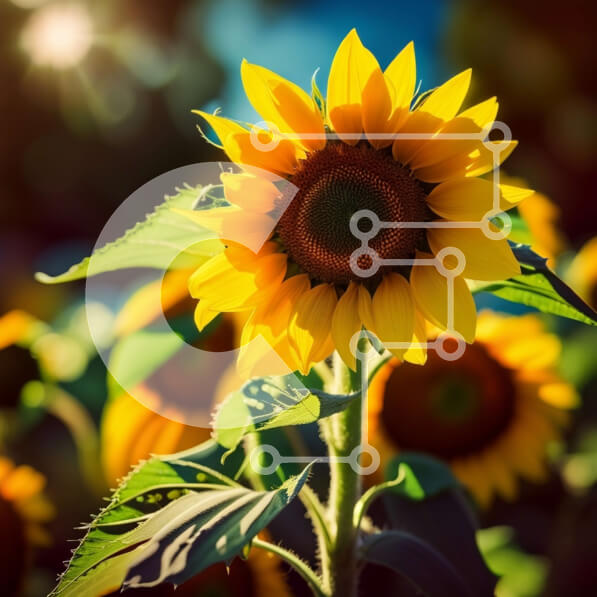 Intra Συλλεκτικό Ξύλινο Παζλ Plywood  4mm - Όμορφη κοντινή λήψη ενός ηλίανθου σε ένα χωράφι Σε Ξύλινο Κουτί - Διαστάσεις: 10x10 cm – 25 κομμάτια