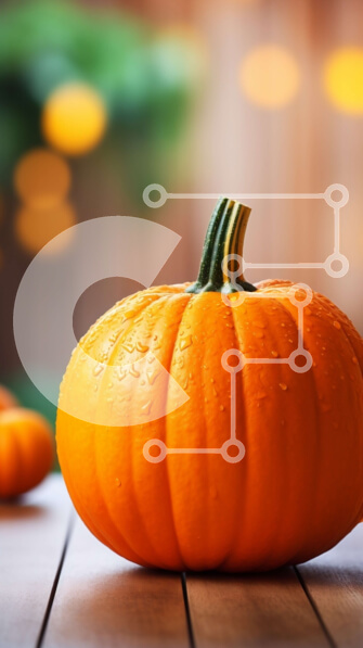 Intra Συλλεκτικό Ξύλινο Παζλ Plywood  4mm - Φρέσκια πορτοκαλί κολοκύθα σε ξύλινο τραπέζι Σε Ξύλινο Κουτί - Διαστάσεις: 10x10 cm – 25 κομμάτια