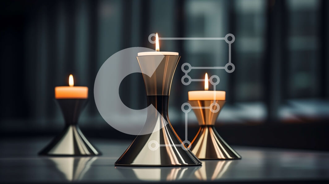 Intra Συλλεκτικό Ξύλινο Παζλ Plywood  4mm - Μοντέρνα μεταλλικά κεριά στο τραπέζι μπροστά από το παράθυρο Σε Ξύλινο Κουτί - Διαστάσεις Puzzle: 10x10 cm – 25 κομμάτια