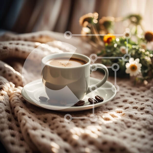 Σετ των 2 Intra Συλλεκτικό Ξύλινο Παζλ Plywood  4mm - Όμορφη εικόνα ενός φλιτζάνι καφέ σε μια ζεστή κουβέρτα Σε Ξύλινο Κουτί - Διαστάσεις: 10x10 cm – 25 κομμάτια