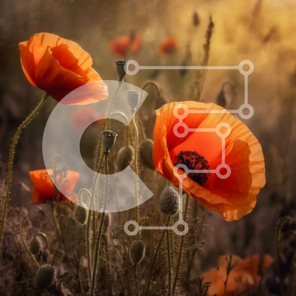 Intra Συλλεκτικό Ξύλινο Παζλ Plywood  4mm - Εκπληκτική εικόνα ενός χωραφιού με πορτοκαλί παπαρούνες στο ηλιοβασίλεμα Σε Ξύλινο Κουτί - Διαστάσεις: 10x10 cm – 25 κομμάτια