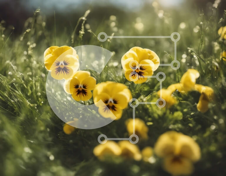 Intra Συλλεκτικό Ξύλινο Παζλ Plywood  4mm - Ομάδα κίτρινων λουλουδιών σε ένα χωράφι με έντονο πράσινο φόντο Σε Ξύλινο Κουτί - Διαστάσεις: 10x10 cm – 25 κομμάτια