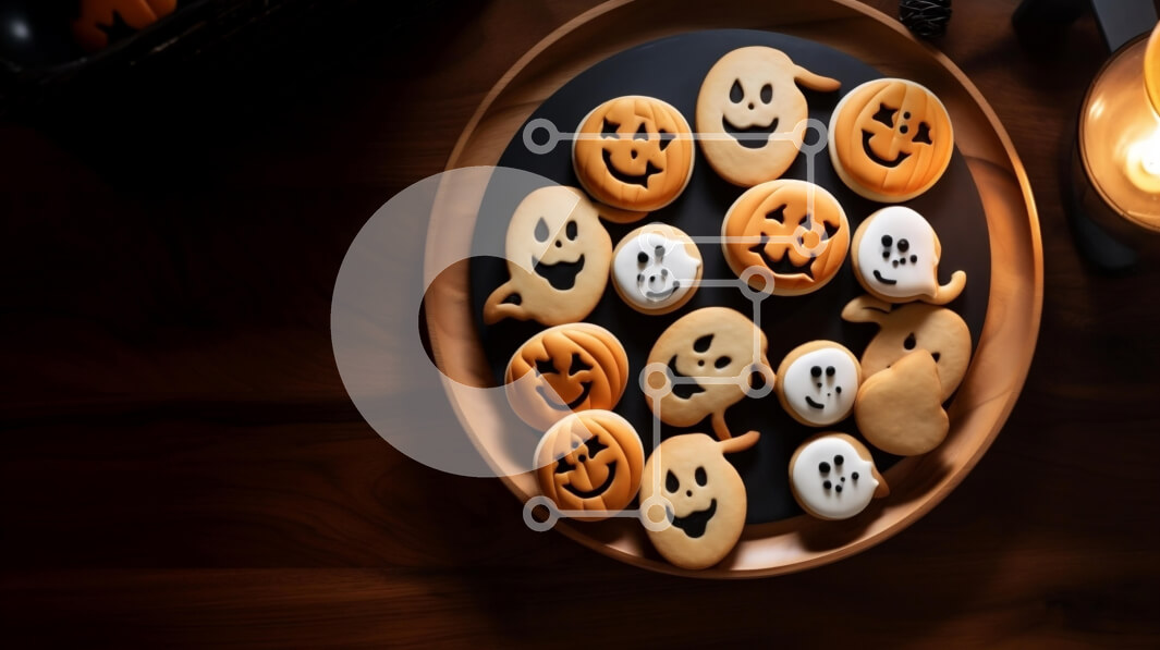 Σετ των 2 Intra Συλλεκτικό Ξύλινο Παζλ Plywood  4mm - Μπισκότα με θέμα το Halloween με τρομακτικά πρόσωπα Σε Ξύλινο Κουτί - Διαστάσεις: 10x10 cm – 25 κομμάτια