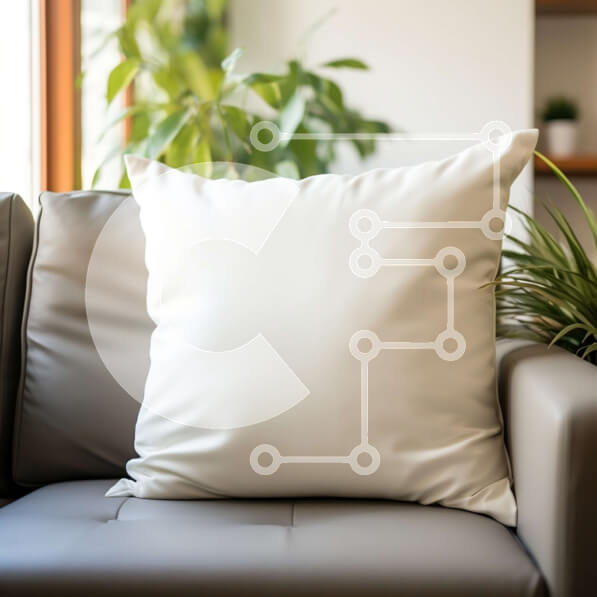 Intra Συλλεκτικό Ξύλινο Παζλ Plywood  4mm - Λευκό μαξιλάρι σε γκρίζο καναπέ στο σαλόνι με φυτά Σε Ξύλινο Κουτί - Διαστάσεις Puzzle: 10x10 cm – 25 κομμάτια