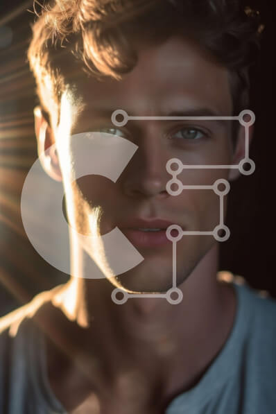 Intra Συλλεκτικό Ξύλινο Παζλ Plywood  4mm - Σοβαρός νεαρός άνδρας με μπλε μάτια και ανοιχτό καστανά μαλλιά Σε Ξύλινο Κουτί - Διαστάσεις Puzzle: 10x10 cm – 25 κομμάτια