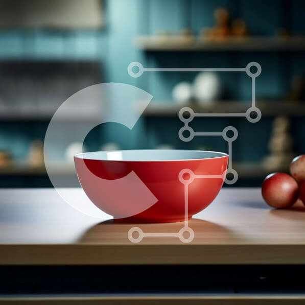 Σετ των 2 Intra Συλλεκτικό Ξύλινο Παζλ Plywood  4mm - Κόκκινο μπολ σε ξύλινο τραπέζι με μήλα Σε Ξύλινο Κουτί - Διαστάσεις: 10x10 cm – 25 κομμάτια