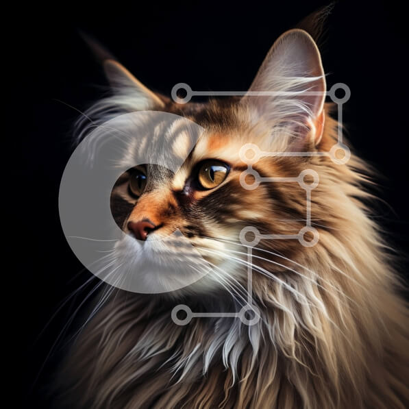 Intra Συλλεκτικό Ξύλινο Παζλ Plywood  4mm - Όμορφη κοντινή φωτογραφία μιας χνουδωτής γάτας με πράσινα μάτια Σε Ξύλινο Κουτί - Διαστάσεις: 10x10 cm – 25 κομμάτια