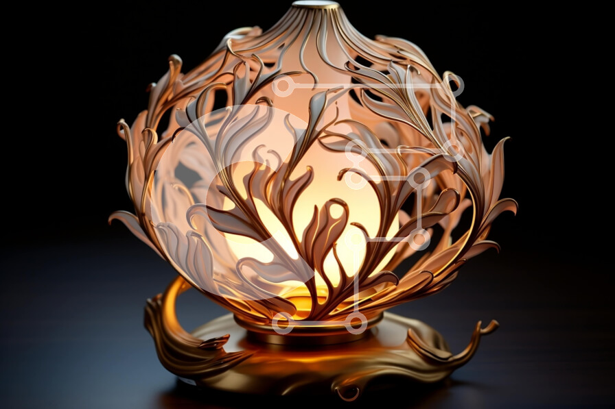 Intra Συλλεκτικό Ξύλινο Παζλ Plywood  4mm - Όμορφο χρυσό φωτιστικό με περίπλοκα σκαλίσματα από φύλλα και αμπέλια Σε Ξύλινο Κουτί - Διαστάσεις: 10x10 cm – 25 κομμάτια