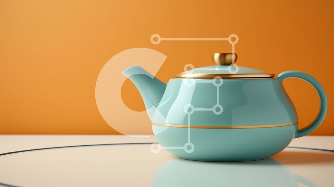 Intra Συλλεκτικό Ξύλινο Παζλ Plywood  4mm - Μπλε τσαγιέρα με χρυσή λαβή σε λευκό τραπέζι Σε Ξύλινο Κουτί - Διαστάσεις Puzzle: 10x10 cm – 25 κομμάτια