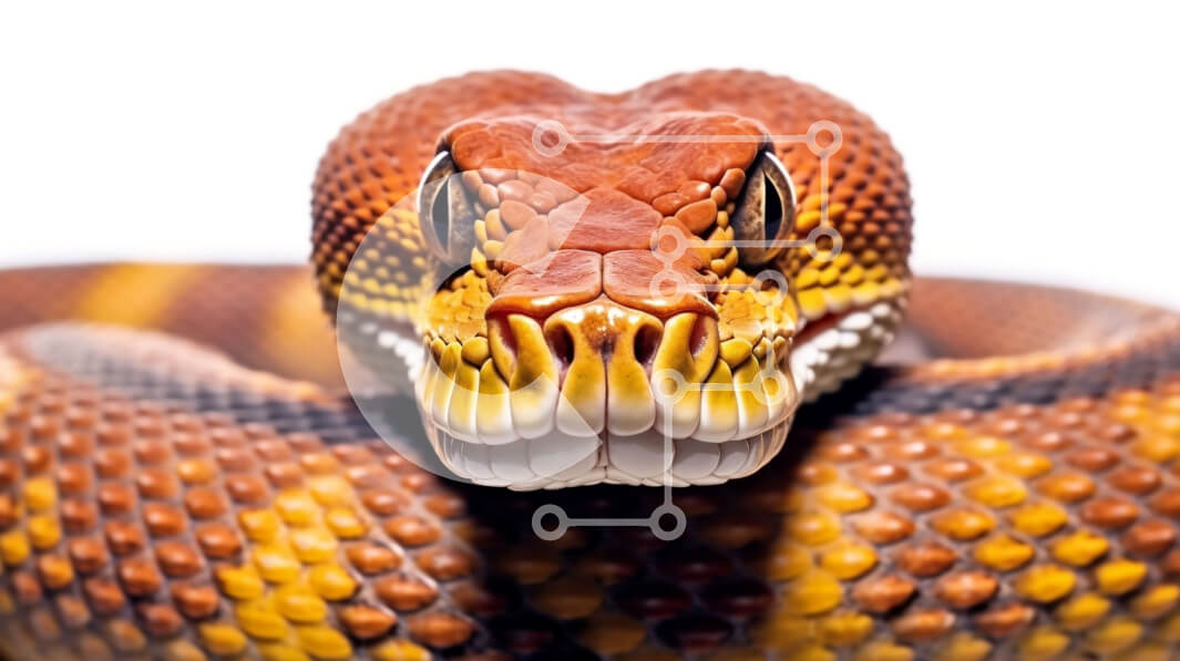 Intra Συλλεκτικό Ξύλινο Παζλ Plywood  4mm - Κοντινή εικόνα του κεφαλιού ενός φιδιού με κίτρινο και μαύρο σχέδιο Σε Ξύλινο Κουτί - Διαστάσεις: 10x10 cm – 25 κομμάτια