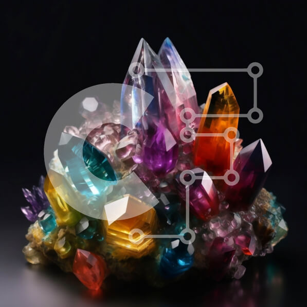 Intra Συλλεκτικό Ξύλινο Παζλ Plywood  4mm - Όμορφη εικόνα πολύχρωμων κρυστάλλων σε μαύρη επιφάνεια Σε Ξύλινο Κουτί - Διαστάσεις: 10x10 cm – 25 κομμάτια