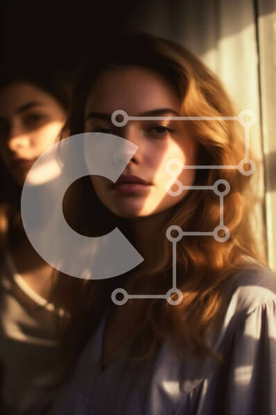 Intra Συλλεκτικό Ξύλινο Παζλ Plywood  4mm - Όμορφη εικόνα δύο γυναικών που θαυμάζουν ένα ηλιοβασίλεμα από ένα παράθυρο Σε Ξύλινο Κουτί - Διαστάσεις Puzzle: 10x10 cm – 25 κομμάτια