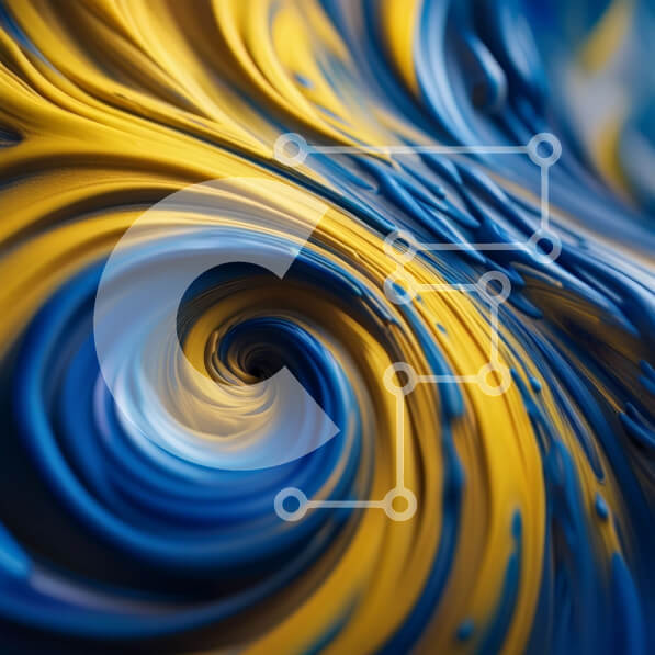 Intra Συλλεκτικό Ξύλινο Παζλ Plywood  4mm - Ζωντανή και δυναμική αφηρημένη ζωγραφική με στροβιλιζόμενα μπλε και κίτρινα μοτίβα Σε Ξύλινο Κουτί - Διαστάσεις Puzzle: 10x10 cm – 25 κομμάτια