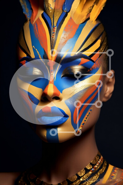 Intra Συλλεκτικό Ξύλινο Παζλ Plywood  4mm - Πολύχρωμη ζωγραφική προσώπου σε μια σοβαρή γυναίκα Σε Ξύλινο Κουτί - Διαστάσεις Puzzle: 10x10 cm – 25 κομμάτια