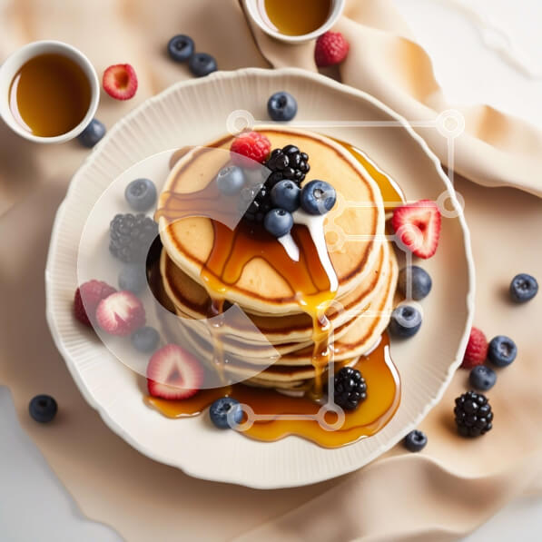 Σετ των 2 Intra Συλλεκτικό Ξύλινο Παζλ Plywood  4mm - Νόστιμες τηγανίτες με σιρόπι και φρέσκα μούρα Σε Ξύλινο Κουτί - Διαστάσεις: 10x10 cm – 25 κομμάτια