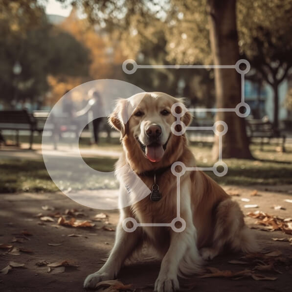 Intra Συλλεκτικό Ξύλινο Παζλ Plywood  4mm - Αξιολάτρευτη εικόνα του σκύλου Golden Retriever σε ένα Sunny Park Σε Ξύλινο Κουτί - Διαστάσεις: 10x10 cm – 25 κομμάτια