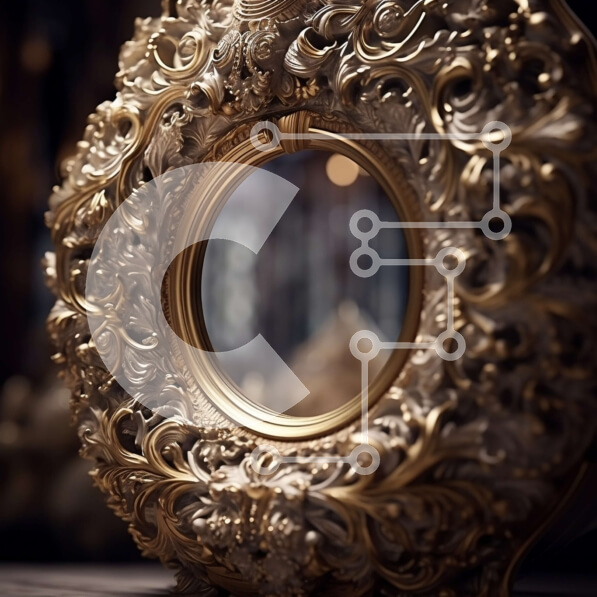 Intra Συλλεκτικό Ξύλινο Παζλ Plywood  4mm - Εκπληκτικός επίχρυσος καθρέφτης με περίπλοκα σκαλίσματα στο πλαίσιο Σε Ξύλινο Κουτί - Διαστάσεις Puzzle: 10x10 cm – 25 κομμάτια