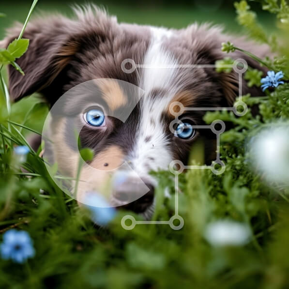 Intra Συλλεκτικό Ξύλινο Παζλ Plywood  4mm - Αξιολάτρευτο σκυλί που κρυφοκοιτάζει μέσα από καταπράσινο φύλλωμα Σε Ξύλινο Κουτί - Διαστάσεις: 10x10 cm – 25 κομμάτια