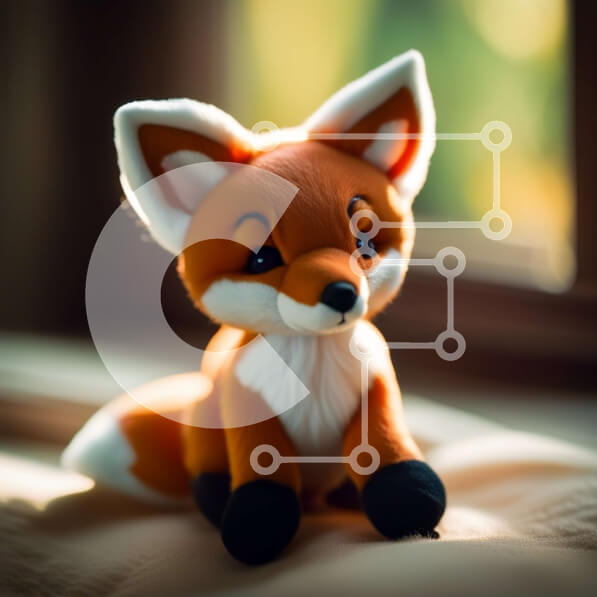 Intra Συλλεκτικό Ξύλινο Παζλ Plywood  4mm - Αξιολάτρευτη εικόνα ενός γεμισμένου παιχνιδιού αλεπούς σε ένα περβάζι Σε Ξύλινο Κουτί - Διαστάσεις Puzzle: 10x10 cm – 25 κομμάτια