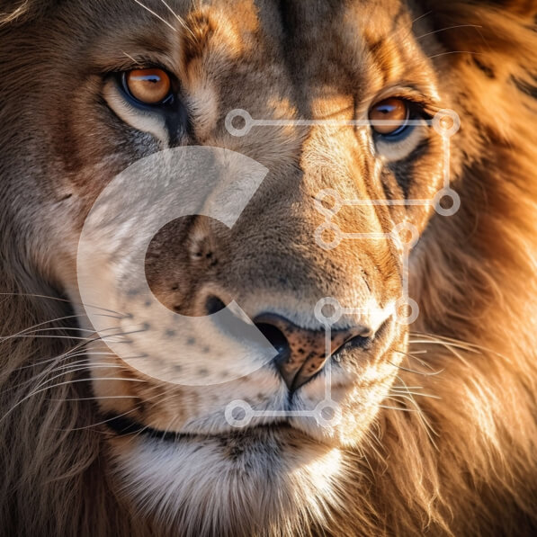 Intra Συλλεκτικό Ξύλινο Παζλ Plywood  4mm - Ισχυρή εικόνα του προσώπου ενός λιονταριού από κοντά Σε Ξύλινο Κουτί - Διαστάσεις: 10x10 cm – 25 κομμάτια