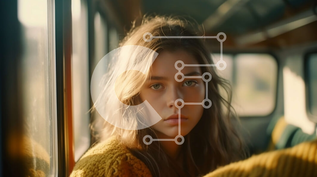 Intra Συλλεκτικό Ξύλινο Παζλ Plywood  4mm - Στοχαστική νεαρή γυναίκα που κοιτάζει έξω από το παράθυρο τρένου Σε Ξύλινο Κουτί - Διαστάσεις Puzzle: 10x10 cm – 25 κομμάτια