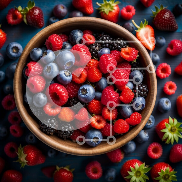 Σετ των 2 Intra Συλλεκτικό Ξύλινο Παζλ Plywood  4mm - Νόστιμη εικόνα από φρέσκα μούρα σε ένα ξύλινο μπολ Σε Ξύλινο Κουτί - Διαστάσεις: 10x10 cm – 25 κομμάτια