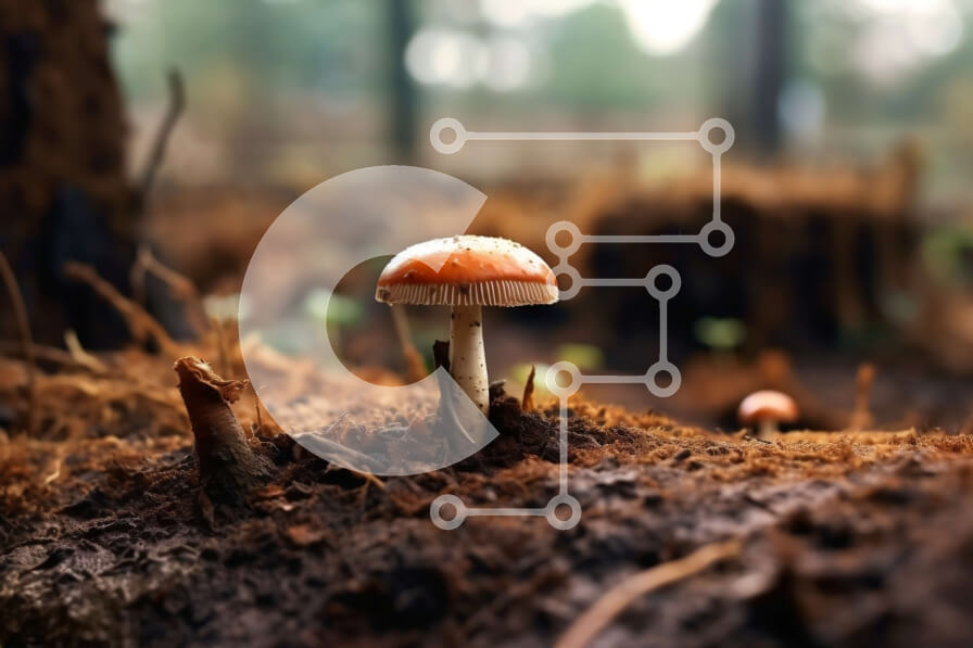 Intra Συλλεκτικό Ξύλινο Παζλ Plywood  4mm - Όμορφη εικόνα ενός μικρού πορτοκαλιού μανιταριού σε ένα ξέφωτο δάσους Σε Ξύλινο Κουτί - Διαστάσεις: 10x10 cm – 25 κομμάτια