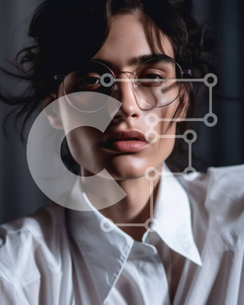 Intra Συλλεκτικό Ξύλινο Παζλ Plywood  4mm - Κομψή γυναίκα που φορά γυαλιά και λευκό πουκάμισο Σε Ξύλινο Κουτί - Διαστάσεις Puzzle: 10x10 cm – 25 κομμάτια