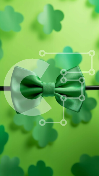 Intra Συλλεκτικό Ξύλινο Παζλ Plywood  4mm - Πράσινο παπιγιόν και τριφύλλια ημέρας του Αγίου Πατρικίου Σε Ξύλινο Κουτί - Διαστάσεις: 10x10 cm – 25 κομμάτια