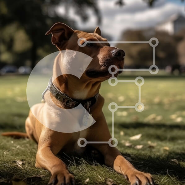 Intra Συλλεκτικό Ξύλινο Παζλ Plywood  4mm - Αξιολάτρευτη εικόνα καφέ σκύλου που κάθεται στο πάρκο με λουρί Σε Ξύλινο Κουτί - Διαστάσεις: 10x10 cm – 25 κομμάτια