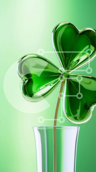 Intra Συλλεκτικό Ξύλινο Παζλ Plywood  4mm - Γυάλινο βάζο St. Patrick's Day με φύλλα τριφυλλιού σε σχήμα καρδιάς Σε Ξύλινο Κουτί - Διαστάσεις: 10x10 cm – 25 κομμάτια