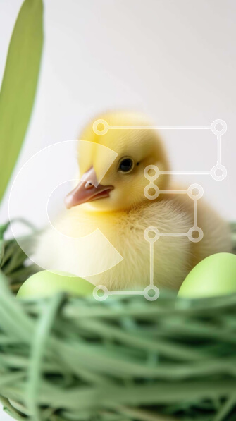 Σετ των 2 Intra Συλλεκτικό Ξύλινο Παζλ Plywood  4mm - Κίτρινο παπάκι στη φωλιά με τα πασχαλινά αυγά Σε Ξύλινο Κουτί - Διαστάσεις: 10x10 cm – 25 κομμάτια