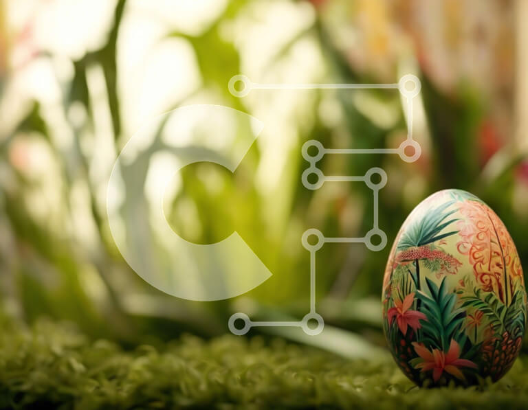 Intra Συλλεκτικό Ξύλινο Παζλ Plywood  4mm - Πολύχρωμο Πασχαλινό αυγό στο γρασίδι με λουλουδάτα μοτίβα Σε Ξύλινο Κουτί - Διαστάσεις Puzzle: 10x10 cm – 25 κομμάτια