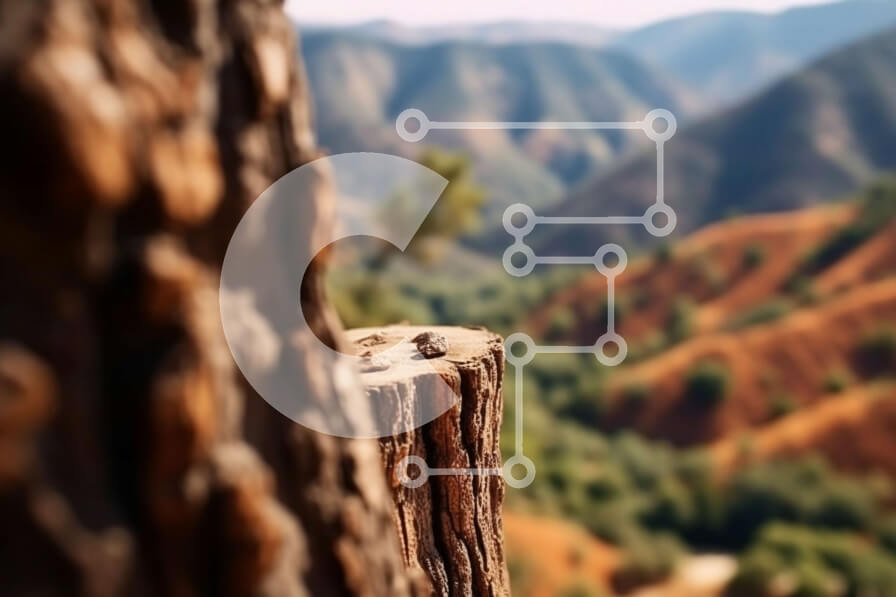 Intra Συλλεκτικό Ξύλινο Παζλ Plywood  4mm - Κοντινή όψη ενός κορμού δέντρου με βρύα και λειχήνες σε μια ορεινή περιοχή Σε Ξύλινο Κουτί - Διαστάσεις: 10x10 cm – 25 κομμάτια