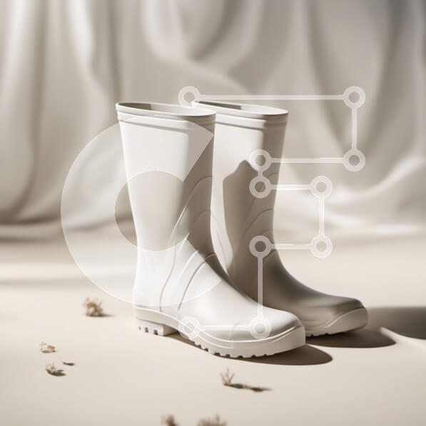 Σετ των 2 Intra Συλλεκτικό Ξύλινο Παζλ Plywood  4mm - Λευκές λαστιχένιες μπότες σε ουδέτερο φόντο Σε Ξύλινο Κουτί - Διαστάσεις: 10x10 cm – 25 κομμάτια