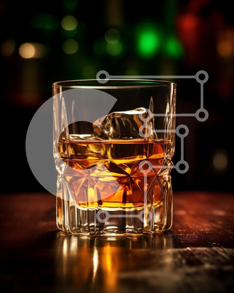 Σετ των 2 Intra Συλλεκτικό Ξύλινο Παζλ Plywood  4mm - Ποτήρι ουίσκι με παγάκι και μπουκάλια αλκοόλ Σε Ξύλινο Κουτί - Διαστάσεις: 10x10 cm – 25 κομμάτια