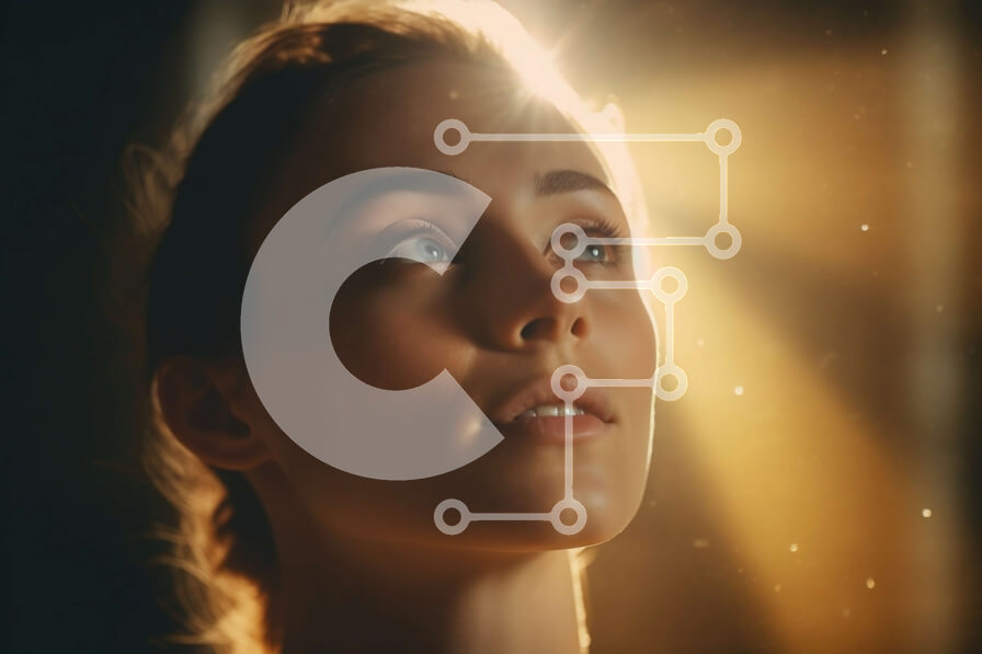 Intra Συλλεκτικό Ξύλινο Παζλ Plywood  4mm - Όμορφη εικόνα μιας γυναίκας με ένα ρέον λευκό φόρεμα με εφέ φωτοστέφανου Σε Ξύλινο Κουτί - Διαστάσεις Puzzle: 10x10 cm – 25 κομμάτια