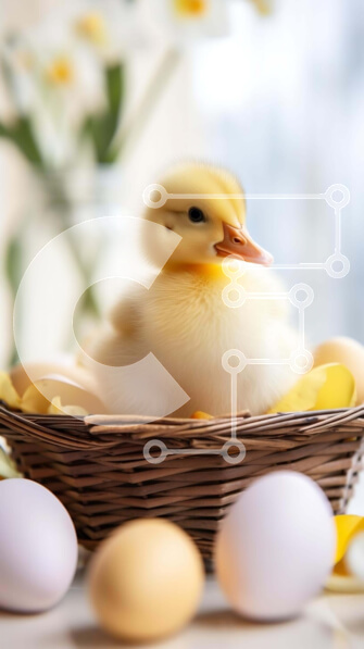 Intra Συλλεκτικό Ξύλινο Παζλ Plywood  4mm - Πασχαλινή πάπια στο καλάθι με αυγά Σε Ξύλινο Κουτί - Διαστάσεις: 10x10 cm – 25 κομμάτια