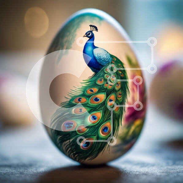 Intra Συλλεκτικό Ξύλινο Παζλ Plywood  4mm - Πασχαλινό αυγό με σχέδιο παγωνιού Σε Ξύλινο Κουτί - Διαστάσεις: 10x10 cm – 25 κομμάτια