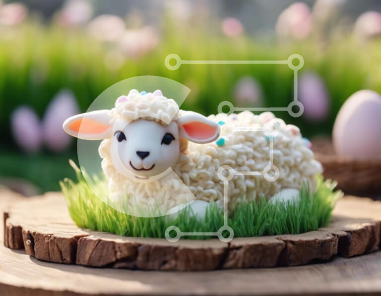 Intra Συλλεκτικό Ξύλινο Παζλ Plywood  4mm - Πασχαλινό ειδώλιο προβάτων στο γρασίδι Σε Ξύλινο Κουτί - Διαστάσεις Puzzle: 10x10 cm – 25 κομμάτια