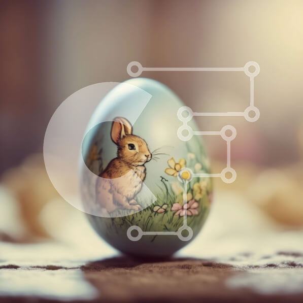 Intra Συλλεκτικό Ξύλινο Παζλ Plywood  4mm - Πασχαλινό αυγό με λαγουδάκι και λουλούδια διακόσμηση Σε Ξύλινο Κουτί - Διαστάσεις: 10x10 cm – 25 κομμάτια