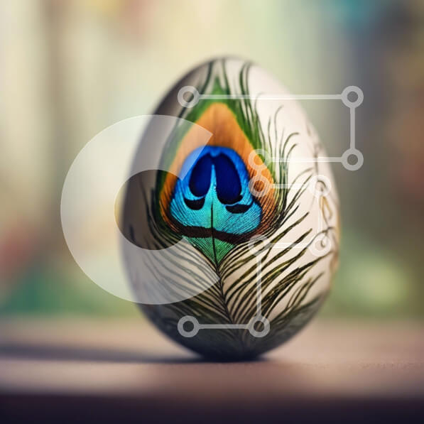 Intra Συλλεκτικό Ξύλινο Παζλ Plywood  4mm - Πασχαλινό αυγό με σχέδιο ζωγραφισμένο με φτερά παγωνιού Σε Ξύλινο Κουτί - Διαστάσεις: 10x10 cm – 25 κομμάτια