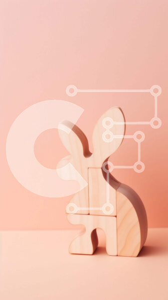 Intra Συλλεκτικό Ξύλινο Παζλ Plywood  4mm - Ξύλινο παιχνίδι λαγουδάκι σε φόντο ροδάκινου Σε Ξύλινο Κουτί - Διαστάσεις: 10x10 cm – 25 κομμάτια