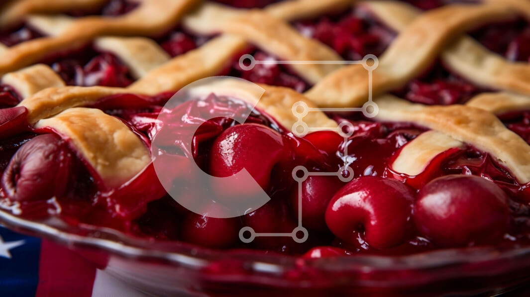 Σετ των 2 Intra Συλλεκτικό Ξύλινο Παζλ Plywood  4mm - Κερασόπιτα σε φόντο αμερικανικής σημαίας Σε Ξύλινο Κουτί - Διαστάσεις: 10x10 cm – 25 κομμάτια