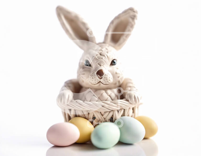 Intra Συλλεκτικό Ξύλινο Παζλ Plywood  4mm - Κεραμικό λαγουδάκι με πολύχρωμα πασχαλινά αυγά Σε Ξύλινο Κουτί - Διαστάσεις: 10x10 cm – 25 κομμάτια