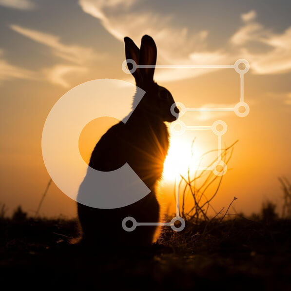 Intra Συλλεκτικό Ξύλινο Παζλ Plywood  4mm - Κουνέλι που σκιαγραφείται στον ουρανό του ηλιοβασιλέματος Σε Ξύλινο Κουτί - Διαστάσεις: 10x10 cm – 25 κομμάτια